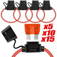 5/10/15Pcs Car Mini Blade Adapter Fuse Holder In Line Splash-proof for 12V 30A Wire Cutoff Switch Socket Damp Proof Splash Fuses Accessories