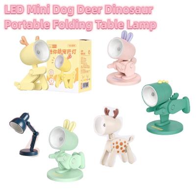 LED Night Light Mini Cartoon Cute Pet Light Dog Deer Dinosaur Portable Folding Table Lamp Student Kids Living Room Bedroom Decor