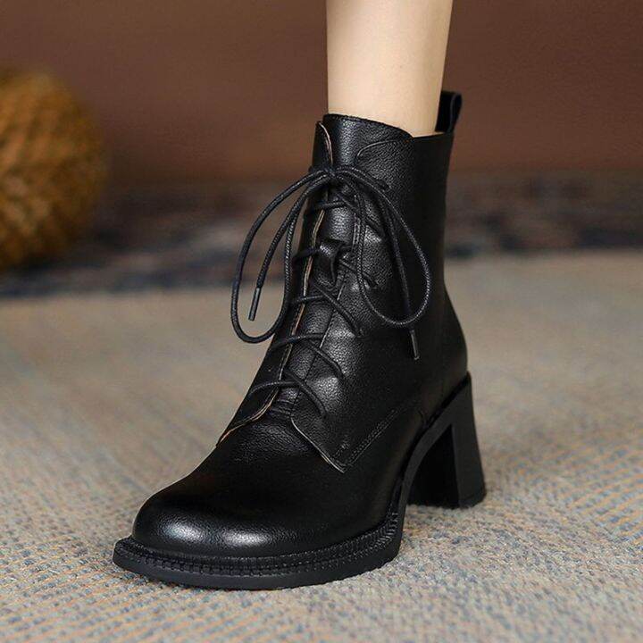 high heel round head martin boots