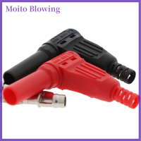 Moito 2PCS RED + Black 4mm MALE Right Angle ฉนวนกันความร้อน Banana plug มัลติมิเตอร์ทดสอบ