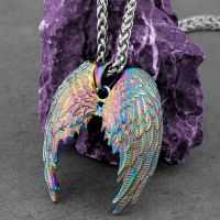 Classic Angel Wings Necklace Stainless Steel Men and Women Fashion Hip Hop Punk Biker Pendant Necklace Vintage Jewelry Wholesale Fashion Chain Necklac