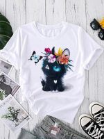 เสื้อยืดผ้าฝ้ายPrint Fashion Travel T Shirt Women T-Shirts 2022 Funny Clothing Kawaii 90S Summer Shirt Graphic Female Ladies Tee T-Shirt