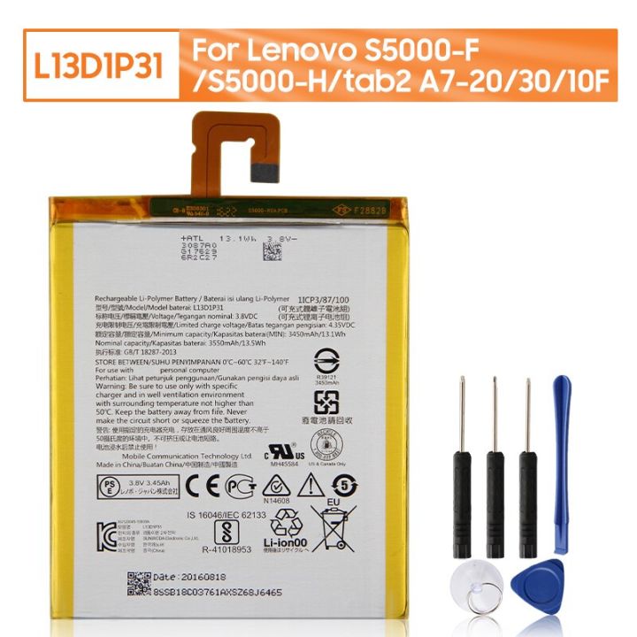 แบตเตอรี่แท็บเล็ต-l13d1p31สำหรับ-lenovo-s5000-f-s5000-h-tab2-a7-20-30-10f-แบตเตอรี่ชาร์จ3450mah