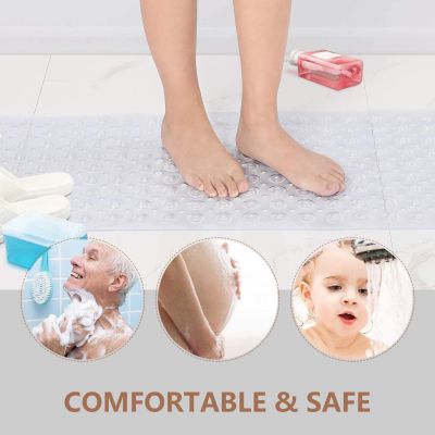 【Cw】Rectangle PVC Anti-skid Bath Mats Soft Shower Bathroom Massage Mat Suction Cup Non-slip Bathtub Car Large Size ！