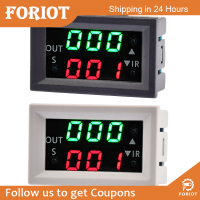 Foriot  ดีมอร์ T2401-N ดีเลย์ DC12V รีเลย์เอาต์พุตแบบจอแสดงผลดิจิตอลสองครั้งสีเขียวแดง