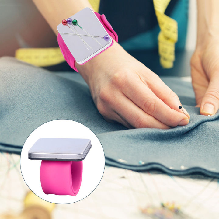 แม่เหล็กจักรเย็บผ้า-pincushion-ซิลิโคนข้อมือเข็ม-pad-ปลอดภัยสร้อยข้อมือขาเบาะการจัดเก็บจักรเย็บผ้า-pins-สายรัดข้อมือขา-holderry-5สี