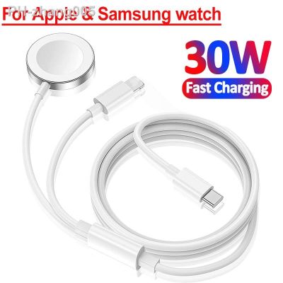 Type C Watch Wireless Charger Dock Station For Samsung Galaxy 5 Pro 4 3 Active 1/2 Apple Watch 1-8 27W Fast Charging For iPhone
