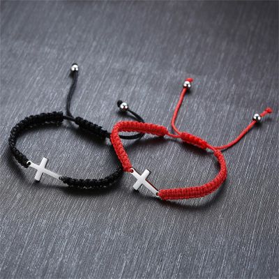 Vintage Cord Cross Handmade Adjustable Braided Bracelet For Women Men Charm Pray Yoga Bracelet Jewelry Couples Lucky Gift