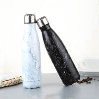 【CW】Water Bottle Stainless Steel Sports Vacuum Insulated Thermal Outdoor Cold Hot Cup Creative Mug Marble Bottle Cover 500350ML.ซื้อทันทีเพิ่มลงในรถเข็น