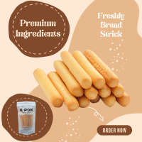 Premium Bread Stick ขนมขาไก่ พรีเมี่ยม หอม กรอบ อร่อย สดใหม่ มี อย 80g. ไม่ใส่สารกันเสีย ไม่ใส่สี ไม่แต่งกลิ่น ไม่ใส่ผงชูรส CRO-KPOK