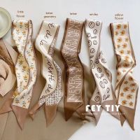 ★New★ Korean Gentle Milk Tea Color Small Silk Scarf Spring and Autumn Western Style Versatile Ribbon Headband Womens Multi-functional Long Ribbon