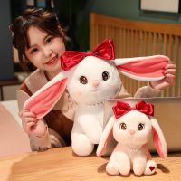 [COD] The new cute long-eared Bubby rabbit doll super love bow white plush toy pillow