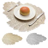 PVC Leaf Coaster Golden Hollow Out Plate Heat Insulated Mat Wedding Party Dinning Table Decoration Tableware Pads Accessories