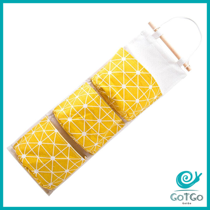 gotgo-กระเป๋าผ้าลินนิน-เก็บของแบบ-3-ช่อง-แขวนผนัง-ถุงแขวนเก็บของ-แขวนผนัง-layer-wall-storage-มีสินค้าพร้อมส่ง