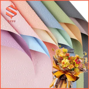 5pcs Flower Bouquet Wrapping Paper, Korean Style Floral Border Gold Edge  Cellophane, Frosted Paper