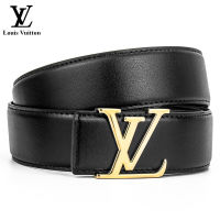 Louis Vuittons เข็มขัดผู้ชาย,เข็มขัดหนังหัวเข็มขัด TOP.1LV แบบคลาสสิกสีพื้นเรียบง่ายสำหรับทุกเพศ