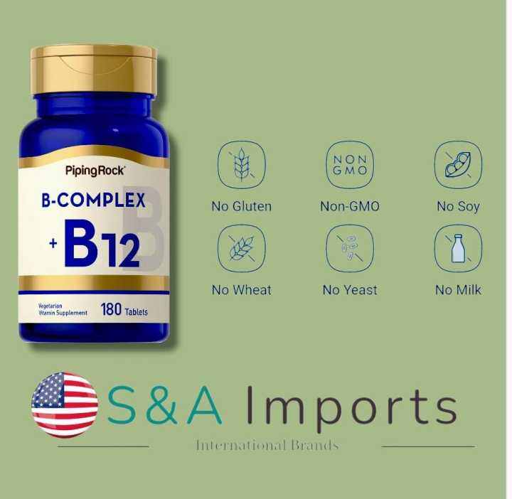 VITAMIN B COMPLEX + B12 180 Tablets Thiamin Riboflavin Niacin Vit Vitamins B Complex Supplement