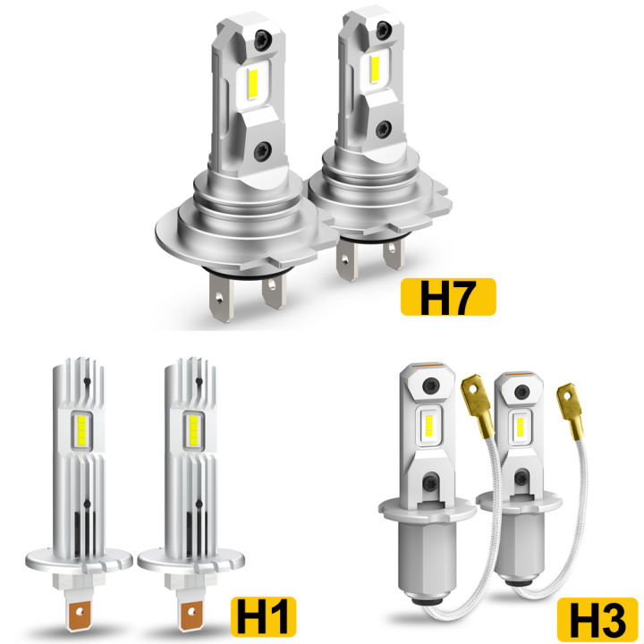 auxito-2pcs-h7-h1-h3-led-ไฟหน้ารถหลอดไฟขนาดเล็ก-60w-6500k-สีขาว-super-bright-fanless-ไร้สาย-dc12v-h7-csp-led-โคมไฟ-laojie