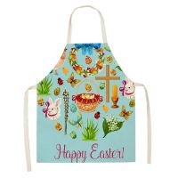 Easter Bunny Easter Egg Apron Kids Painting Craft Apron Kitchen Cooking Baking Apron Restaurant Decor Cleaning Accessories