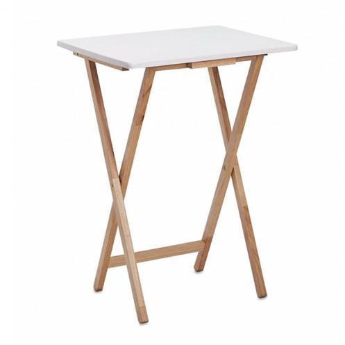BARI โต๊ะพับไม้ยาง ขนาด 37 x 48 เซนติเมตร สีขาว