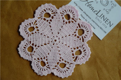 Baby Pink Handmade Crochet Place mat Round oaster 21cm(8.27")