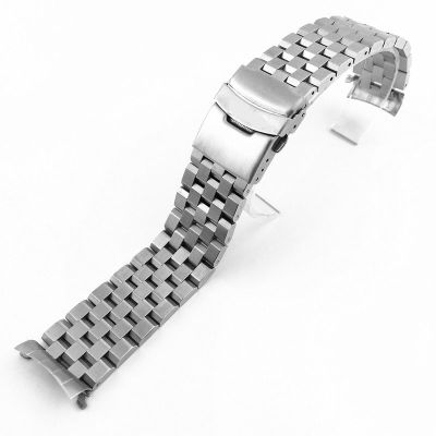 ◑ Dla zegarków Seiko SKX007/009 SKX173/175 paski wymienne 20mm 22mm uniwersalny zakrzywiony koniec bransoletka nadgarstek ze stali nierdzewnej pasek do zegarka