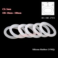 10Pcs CS 3mm White Food Grade Silicone O Ring Gasket OD 10mm-100mm VMQ Silicon O-Rings Waterproof Insulation Sealing Washer Bearings Seals