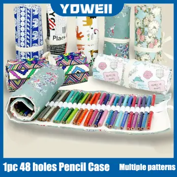 1PC 24 Holes Retro Canvas Artists Pencil Case Roll Up Brush Pen