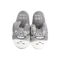 Totoro รองเท้าแตะผ้าฝ้ายรูปสัตว์น่ารักสำหรับผู้หญิง/ผู้ชายรองเท้าแตะใส่ในบ้านในบ้านห้องนอนรองเท้าแตะแบบสวมสำหรับฤดูหนาวที่อบอุ่น