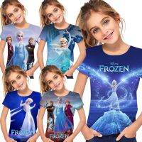 Kids Tshirt  baju Frozen Elsa Girls (3-12Year)  Birthday Gift Summer Shirts Anime Baby for  Top Shirt Childrens Clothes