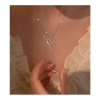 Korean Summer Loving Heart Zircon Necklace Female Clavicle Chain Ins Sparkling Necklace Accessories Gift