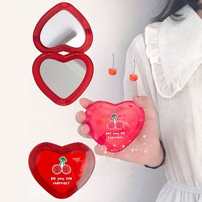 Heart Shaped Mini Makeup Mirror Portable Compact Pocket Mirror Double-Sided Folding Cosmetic Mirror Travel Hand Small Mirror Mirrors