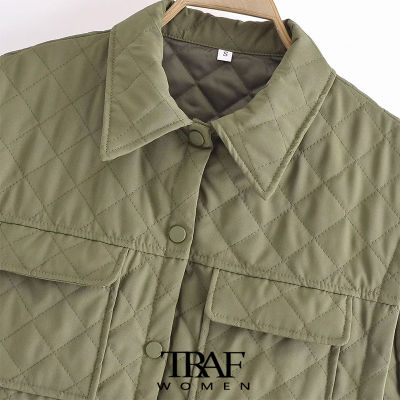 TRAF Women Fashion With Pockets Loose Padded Waistcoat Vintage Sleeveless Snap-button Female Outerwear Chic Veste Tops