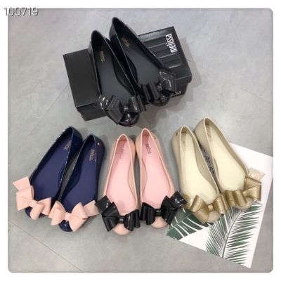 2023 jelly shoes chun xia xiang paragraph soft bottom round head flat bow mouth shallow single