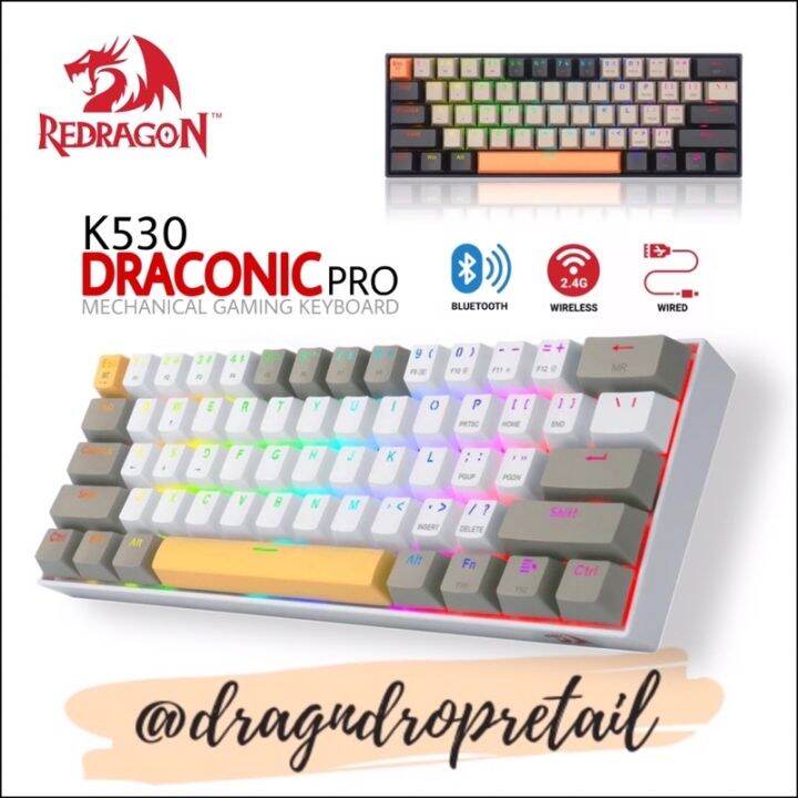 【COD】 Redragon DRACONIC PRO K530 Wireless 2.4G/Wired/Bluetooth RGB ...