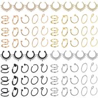 Stainless Steel Crystal Fake Nose Piercing Septum Ring Set Non Piercing Labret Lip Ring Lot Faux Nose Ring Hoop Set Helix Earing Body jewellery