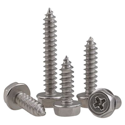 M3 M4 M5 M6 Cross Recessed External Hex Flange Self Tapping Wood Screw 304 Stainless Steel Phillips Hexagon Head With Pad Washer