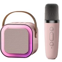 Mini Outdoor Karaoke Bluetooth Speaker Portable with Wireless Microphone Card Subwoofer High Volume ChildrenS Gift