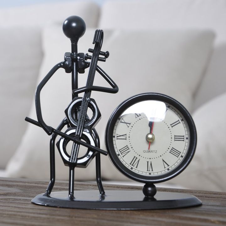 นาฬิกาโลหะแนววินเทจตกแต่งบ้านสร้างสรรค์รุ่นไอรอนคนแบบตั้งโต๊ะและนาฬิกาตั้งโต๊ะอุปกรณ์บันทึกเวลา