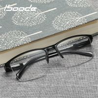 iboode Half Frame Reading Glasses Presbyopic Eyewear Male Female Far sight Glasses Ultra Light Black with strength 75 to 400