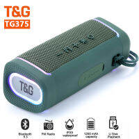 T &amp; G ซับวูฟเฟอร์ลำโพงไร้สาย Speaker LED TG375แบบพกพาที่มีสีสันคอลัมน์กลางแจ้งที่มีวิทยุเอฟเอ็ม