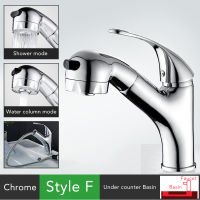 Pull Out Bathroom Basin Sink Faucet Single Handle Hot and Cold Water Crane Vessel Black Chrome Finished Sink Mixer Tap ELK83