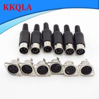 QKKQLA DIN Connector 3 4 5 6 7 8 Pin Core Male Female Power Plug Plastic Handle Mount Socket Hulled Panel Chassis Soldering