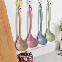 ▽﹉☋ Kitchen Ladle Fashion Wheat Straw Rice Ladle Long Handle Soup Spoon Meal Dinner Scoops Kitchen Cooking Tableware Home Supplies