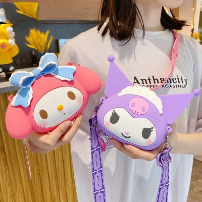 TOP☆New Sanrio Hello Kitty Kuromi My Melody Kawaii Fashion Bag Backpack Cute Silicone Material Toys For Girls Decor Birthday Gift