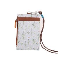 【CW】◙✆  Leather Wallet Bank Credit Card ID Holder Purse Floral With Neck Lanyard Badge