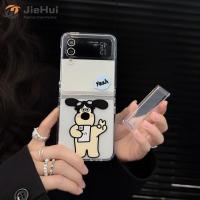 JieHui สำหรับ Samsung Z Flip5 /z Flip4 /z Flip3สามเตา handdog แฟชั่นเคสโทรศัพท์