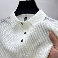 Ready Stock? Summer high-end mesh ice silk short-sleeved T-shirt mens shirt collar solid color Paul slippery polo shirt half-sleeved mens clothes