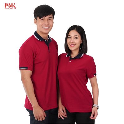 MiinShop เสื้อผู้ชาย เสื้อผ้าผู้ชายเท่ๆ เสื้อโปโล สีแดงเลือดหมู PK098- PMK Polomaker เสื้อผู้ชายสไตร์เกาหลี