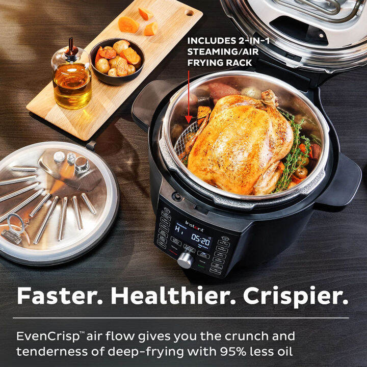 instant-pot-ดูโอ-คริสป์-คอมโบฝาเดียว-หม้อทอดลม-6-2-ลิตร-หม้ออัดแรงดันไฟฟ้า-หม้ออเนกประสงค์-13-in-1-กำลัง-1500w-สีดำ